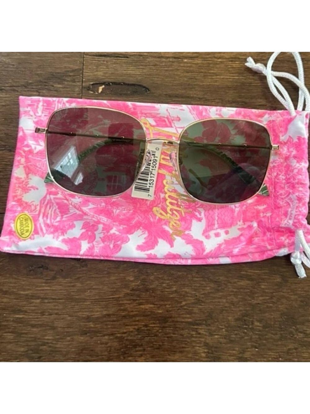 Lilly Pulitzer White Tiger Rock Sunglasses Gold Metallic-NWT - Picture 3 of 9